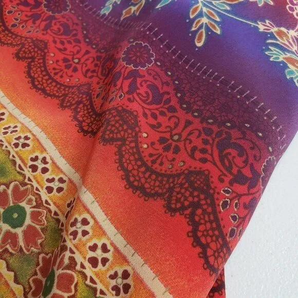 Vtg Colorful Open Cardigan Flowy Duster  3/4 Sleeve Rainbow Maximalism Dopamine - Picture 6 of 11